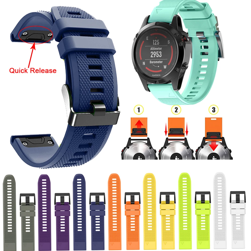 Ремешок для часов 26 22 20 мм ремешок для часов Garmin Fenix 5 5S 5X3 HR Fenix 6X6 6S S60 часы Quick Release силиконовый ремешок Easyfit