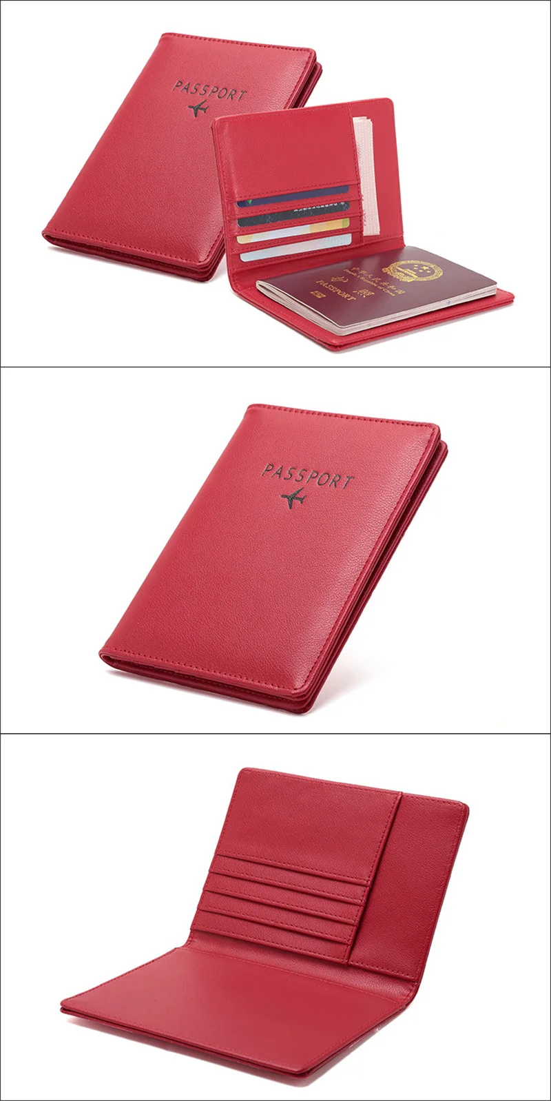 RFID Travel Women Passport Protector Cover Case Men Leather Passport Holder Organizer Wallet of 6 Slots Credit ID Card Holder