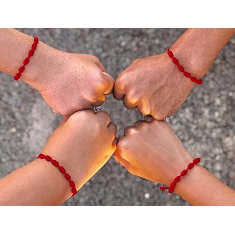 Pulsera de cuerda roja con de deseos para la buena amuleto de éxito y prosperidad, Kit de pulseras de la amistad, 7 nudos, 2 uds.| Pulseras de hilo| - AliExpress