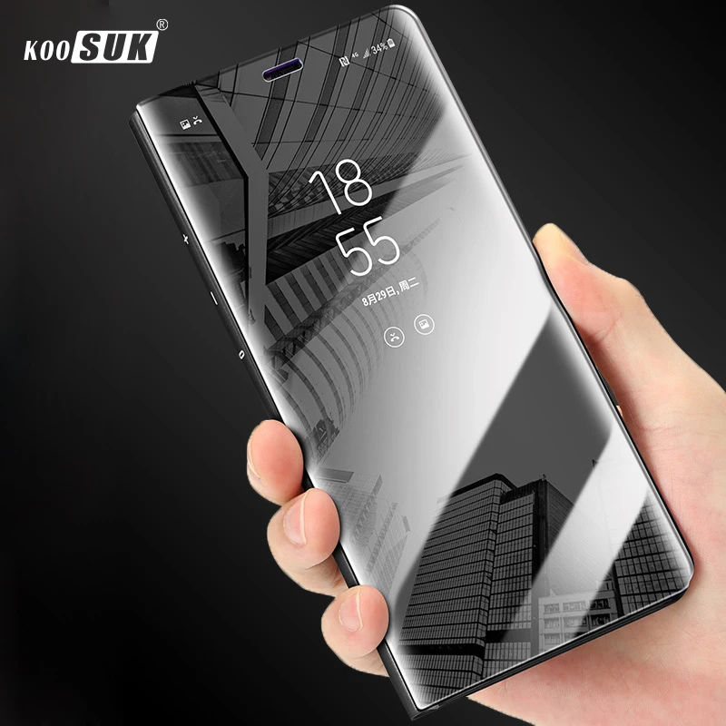 

Flip Mirror Casing For LG Q60 Case Smart Magnetism Clear View Stand Phone Back Shell Cover For LG Q60 Q 60 60q Covers Coque Case