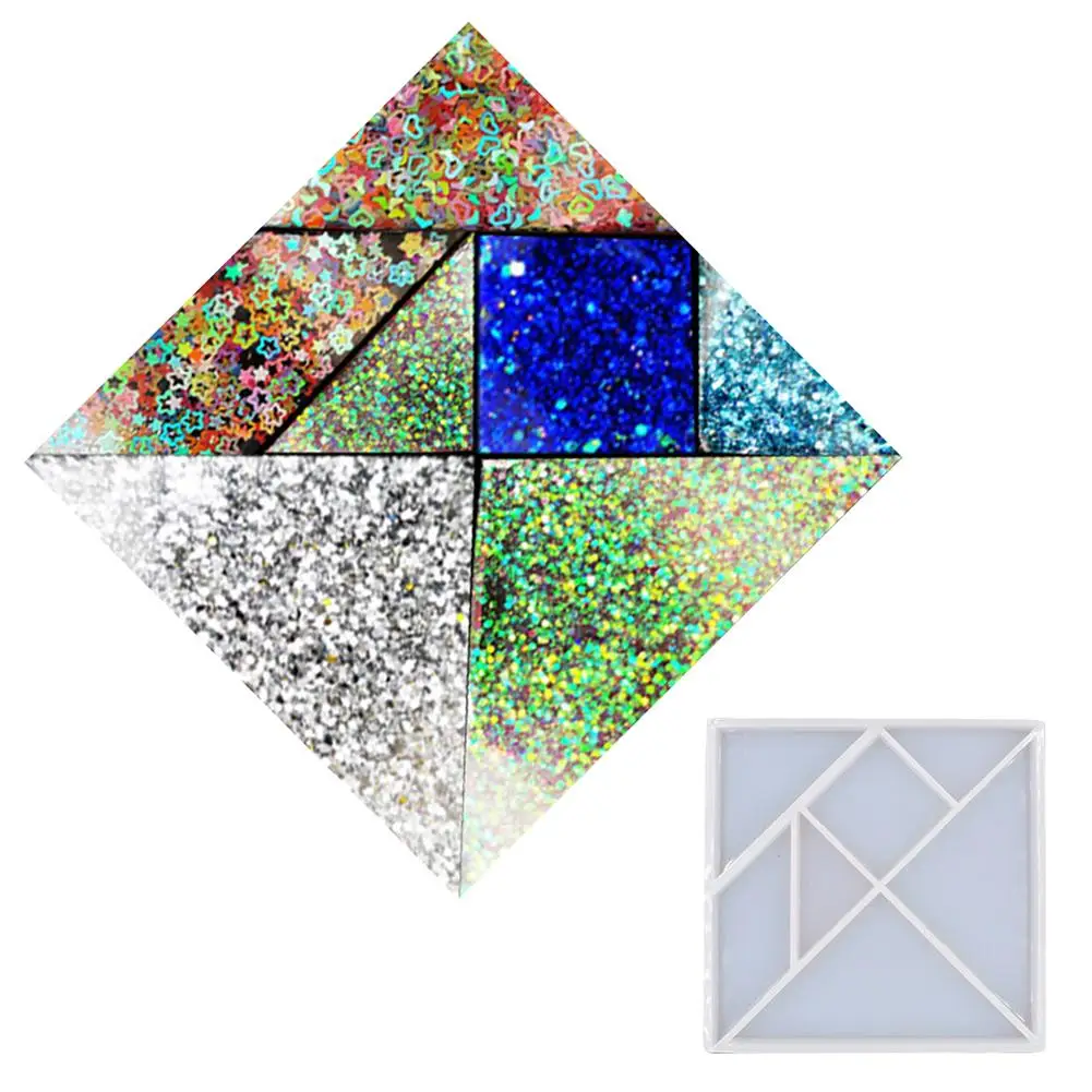 Силиконовая форма для торта Tangram эпоксидная смола, форма DIY Инструменты для желе для пудинга, конфет для шоколада, Хрустальная эпоксидная форма