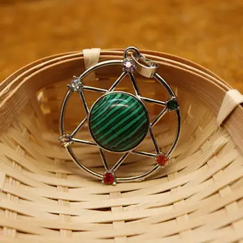 

6pcs Women Pentagram Malachite Natural Stone Pendant Zinc Alloy Pendants Healing Pendulum for Necklace Suspension Reiki Jewelry