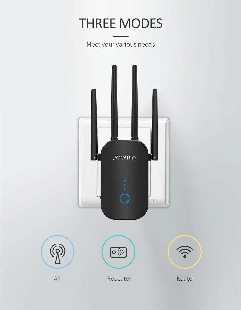Joowin 1200 Мбит/с высокоскоростной Wi-Fi ретранслятор 2,4G& 5,8G двухдиапазонный беспроводной расширитель использовать 4*3 dBi антенны длинный сигнал