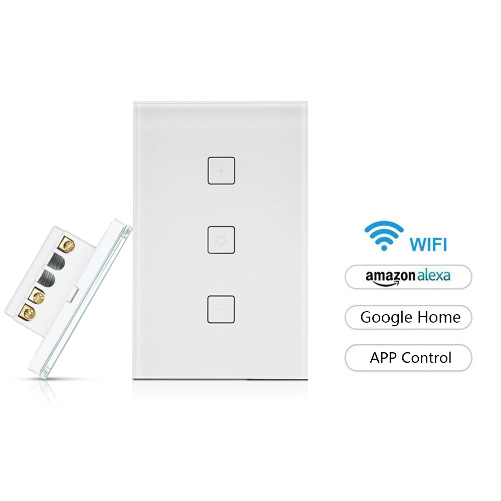 

Hot New Smart Touch US/EU Glass Light Switch Wireless Wifi APP Remote Control Dimmer Switch No Hub Required Work