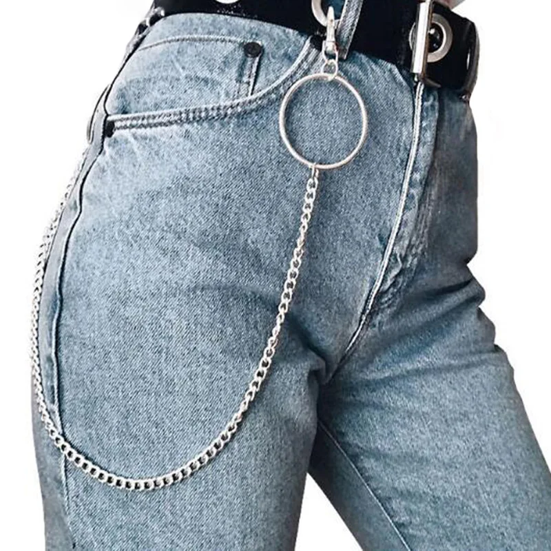 Модные женские кожаные дизайнерские ремни Харадзюку с цепочкой, роскошный мужской эстетический ремень с люверсами, женский ремень для джинсов - Цвет: Only Chain