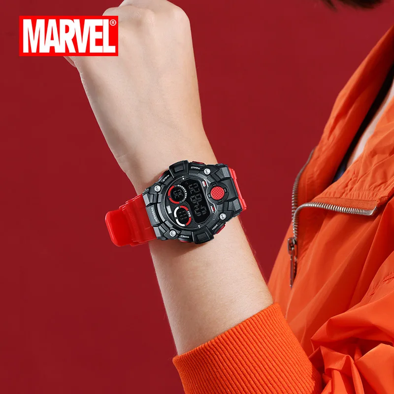Бренд disney MARVEL мужские наручные часы цифровые 100 м Водонепроницаемые многофункциональные мужские часы светодиодный Будильник