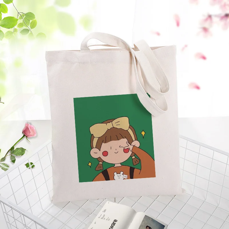 Зеленая серия холщовая вместительная сумка для покупок сумка на заказ Печать Логотип Сумка текст DIY ежедневное использование экологическая многоразовая утилизация