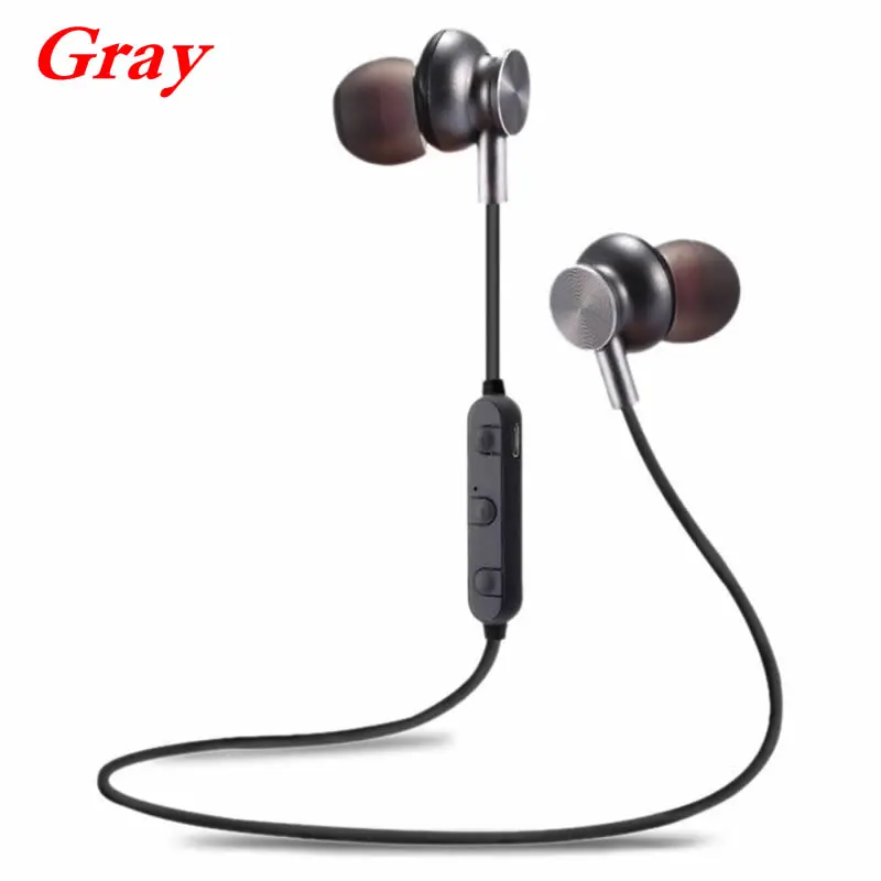Gray M6 беспроводные Bluetooth наушники водонепроницаемые спортивные магнитные наушники Висячие шеи стерео наушники - Цвет: Gray