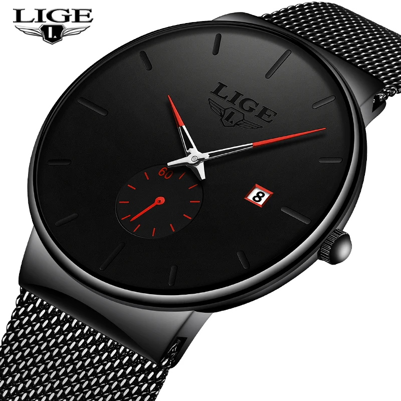 

2019 New Mens Watches LIGE Top Brand Luxury Mesh Belt Watch Men Fashion Sport Waterproof Quartz Wrist Watch Relogio Masculino