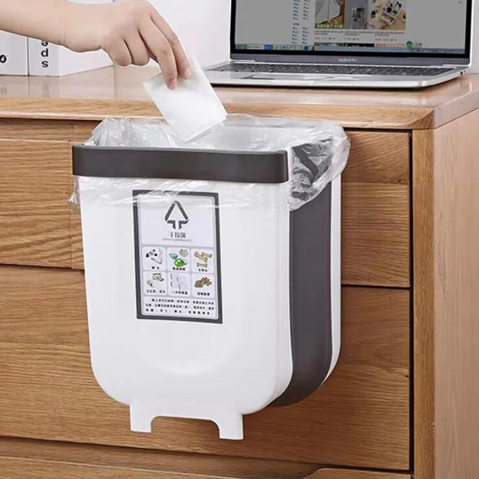 Складная мусорная корзина подвесная для мусора на дверь кухонного шкафа