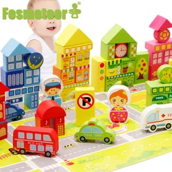 Fosmeteor – blocs de construction en bois à assembler, circulation urbaine, jouets pour enfants, éducation précoce 
