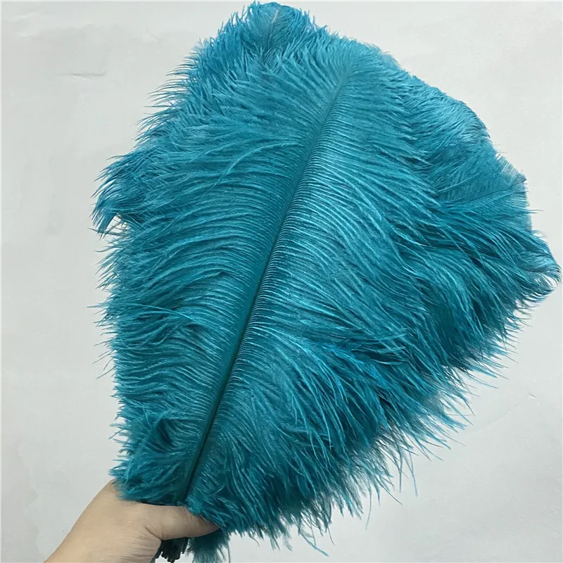 

20pcs/lot High Quality Ostrich Feather Hole blue 14-16inches/35-40cm Craft Celebration Wedding Feathers for Crafts Plumes