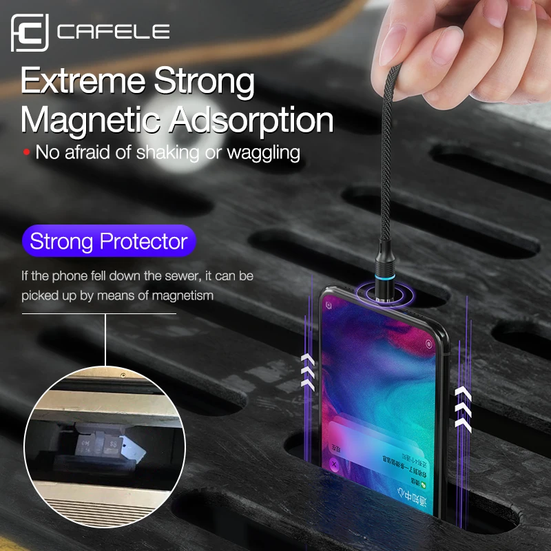 Магнитный кабель Cafele 5A QC4.0 с супербыстрой зарядкой зарядный usb Type C для Huawei P30 P20 P10