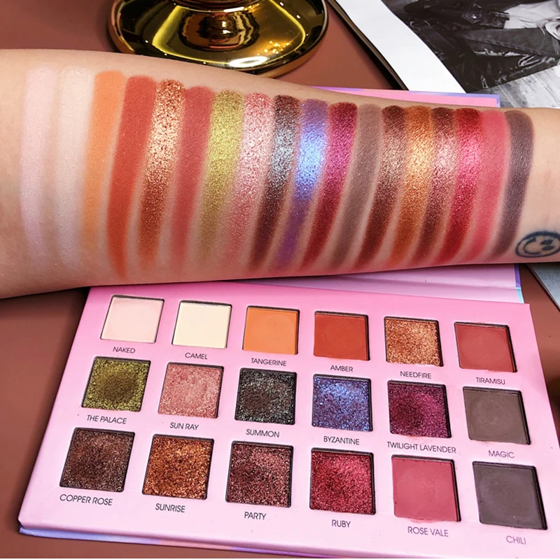 Charming Eyeshadow Palette 18 Colors Shimmer Matte Smooth Texture Powder Eyeshadow Palette Waterproof Cosmetics TSLM1