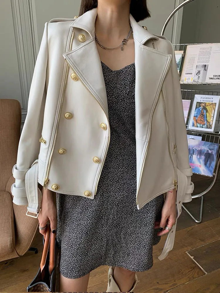 

Genuine Leather Jacket Women Autumn 2021 Women's Real Sheepskin Coat Moto Biker Jackets Female Streetwear Overcoat Outwear