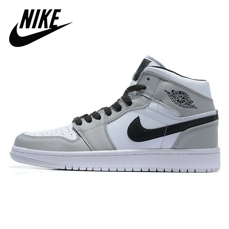 Оригинальный NIke Air Jordan 1 Mid светильник дым серый Для мужчин's и женщин мужчин
