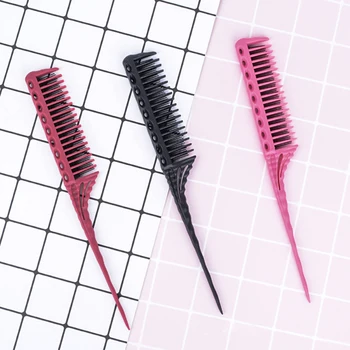 

3-Row Teeth Teasing Comb Detangling Brush Rat Tail Comb Adding Volume Back Coming Hairdressing Combs