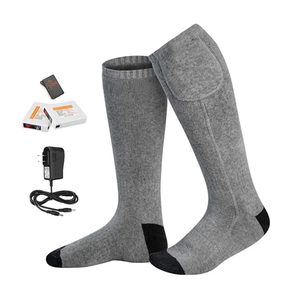 Крутые носки с электрическим подогревом и дистанционным управлением теплые спортивные носки для катания на лыжах на открытом воздухе - Цвет: Gray U.S.