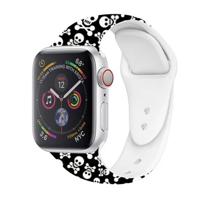 Ремешок с принтом для apple watch 5, 4, ремешок 44 мм, 40 мм, iwatch 5, 4, 3, 2, 1, ремешок 42 мм, 38 мм, спортивный силиконовый браслет, наручный ремень, аксессуары