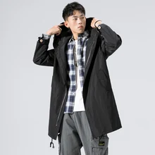 Повседневная мужская ветровка, длинный тренчкот для мужчин, весенняя, осенняя, зимняя одежда