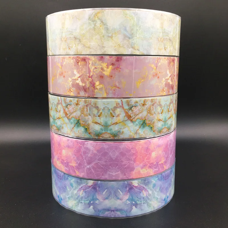 

4CM*100M Marble Pattern Nail Foil Transfer Sticker Starry Rainbow Sky Japanese Style Nail Art Foil Polish Adhesive Sticker