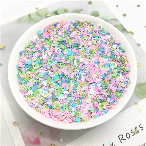 Mix Size PK BU GR Смешанные ногти блестки Мульти Сердце Звезда Луна точка форма блесток смешанные цвета плоские круглые свободные блестки DIY Маникюр Искусство Декор ногтей 10 г - Цвет: Mix Size PK BU GR