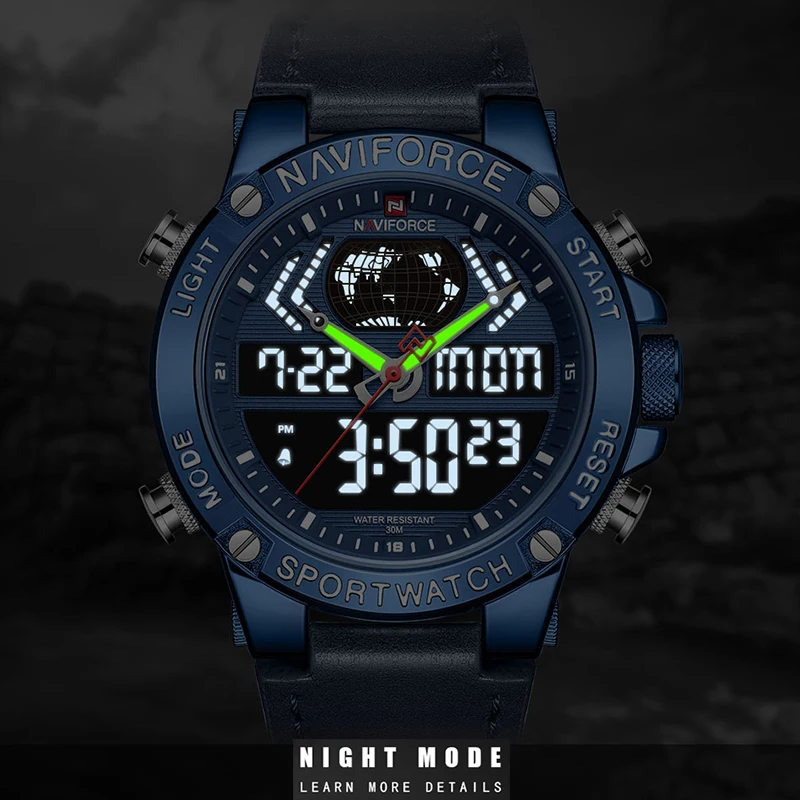 Мужские s наручные часы naviforce лучший бренд класса люкс мужские кожаные спортивные часы мужские кварцевые светодиодный цифровые часы водонепроницаемые военные наручные часы