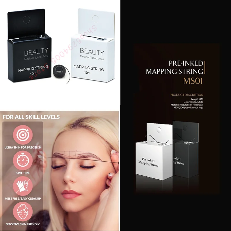 Mapping brow string Microblading крашение макияжа бровей предварительно выкрашенный маркер для бровей идеально подходит для измерения аксессуары для микроволокна