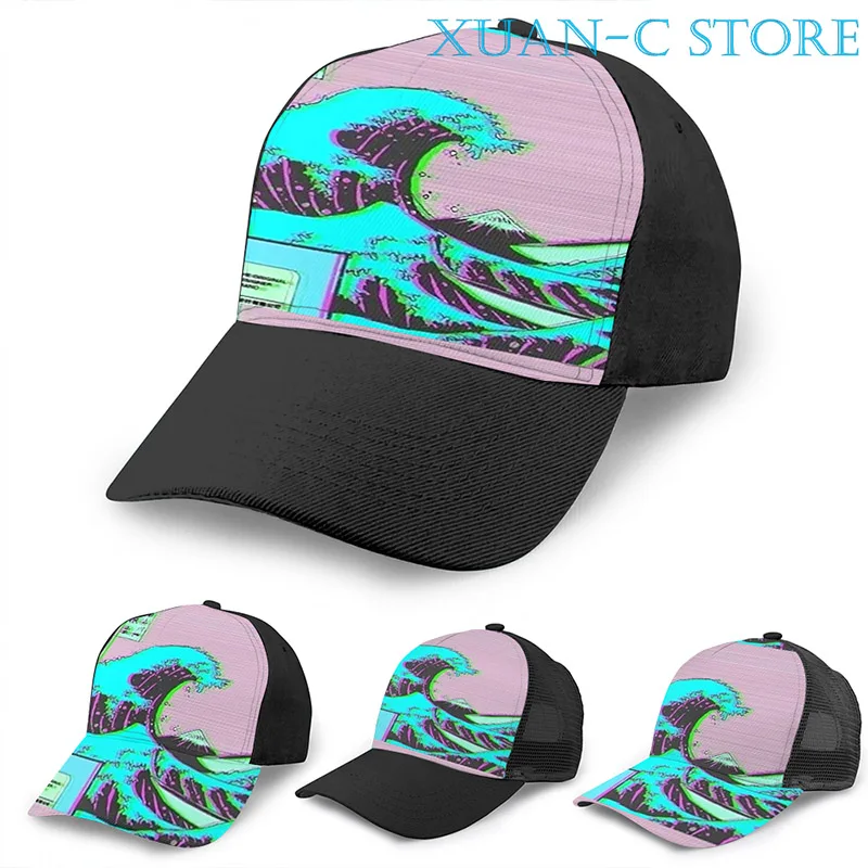 Большая волна от Vaporwave Kanagawa баскетбольная Кепка для мужчин и женщин мода по всему принту черная шляпа унисекс