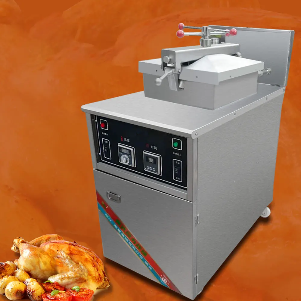 Large Capacity Electric Deep Fryer Commercial Chicken Fried Stove High Pressure Duck Chicken Fryer Electric Gas Dual Use