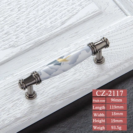 CZ-2117-96 Небесно-голубые/керамические дверные ручки европейские ручки для антикварной мебели ручки для ящиков Ручки кухонного шкафа - Цвет: CZ-2117-96