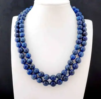 

Free shipping new Natural 10mm Lapis Lazuli Round Beads Necklace 32''AAA