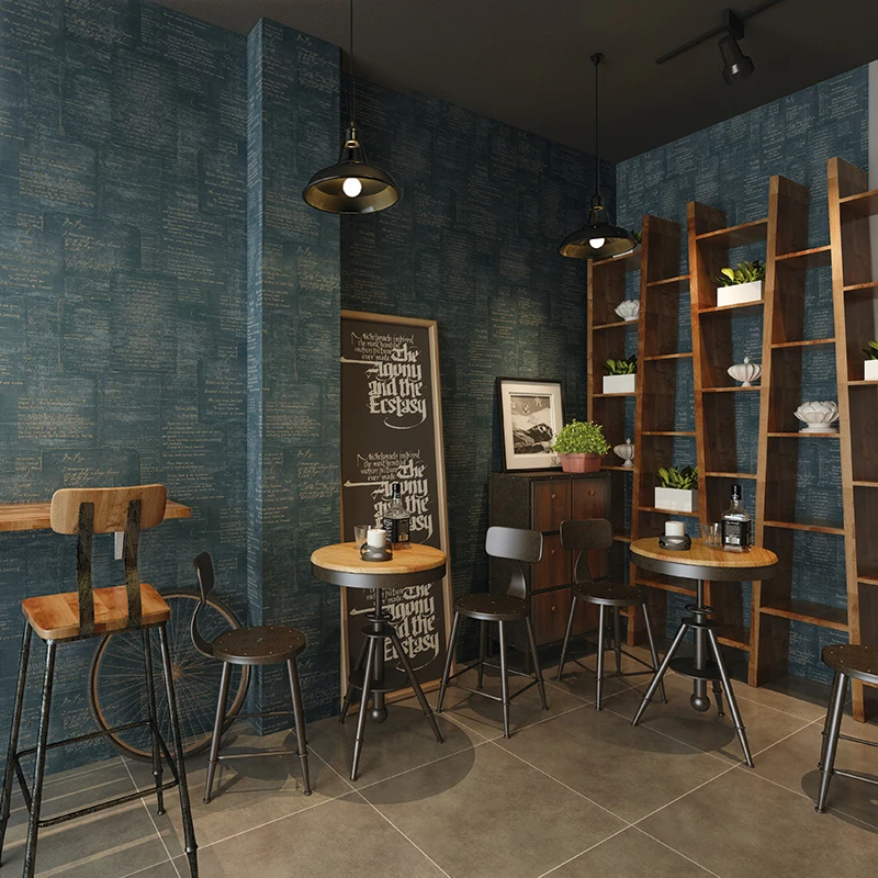 

3d Vintage Letter Wallpapers Roll For Living Room Walls Blue Yellow Wall Papers Home Decor For Bedroom Dining Room Papier Peint