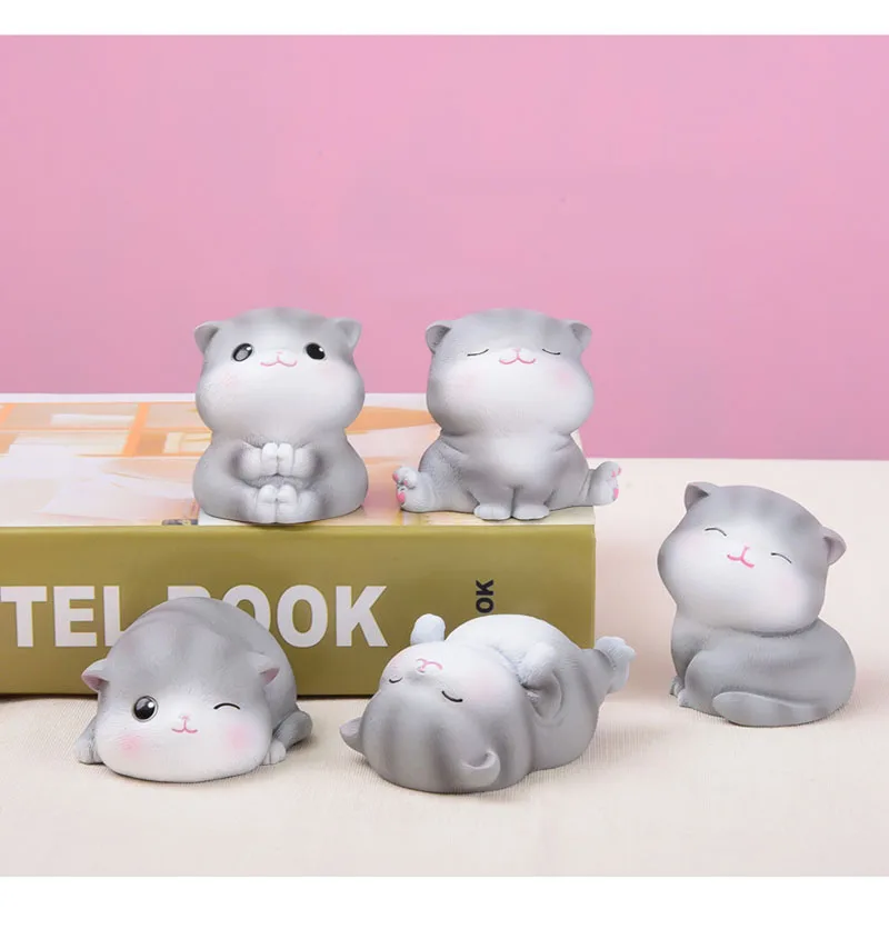Figura de Ação Escritório em Casa Decoração do Desktop Anime Gato Terno Faça Você Mesmo Modelo Ornamento Speelgoed Carro Artesanato Arte Brinquedos Estátua 5 Pçs 6 Cheap AnimalFiguras de dinossauros