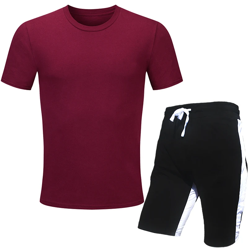 

Men Short Suit sleeve Pure color Casual Summer Mens t Shirt Hip Hop T-Shirt high quality Cotton T Shirts pants suit Sportswear