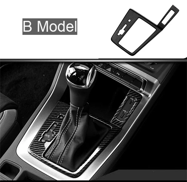 Автомобильный Стайлинг из углеродного волокна Стиль рычаг переключения передач рукав украшения крышки кнопок наклейки для Audi Q3 аксессуары для интерьера - Название цвета: B Model Carbon fiber