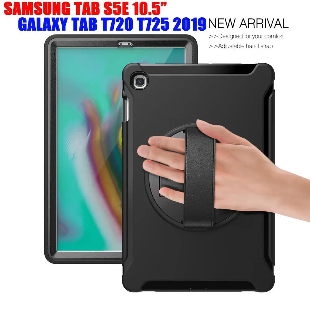 

Case For Samsung Galaxy Tab S5E T720 T725 Heavy Hybrid Stand Cover Shockproof Armor 360 Rotating Tablet Back Case