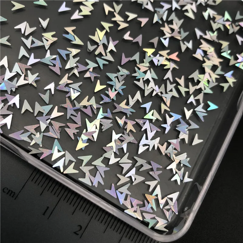 4mm Arrowhead 20 г/упак. Размер лазерные Серебристые ультратонкие ногти блестки для дизайна ногтей украшения боди-арт живопись украшения для ногтей своими руками - Цвет: 4mm Arrowhead