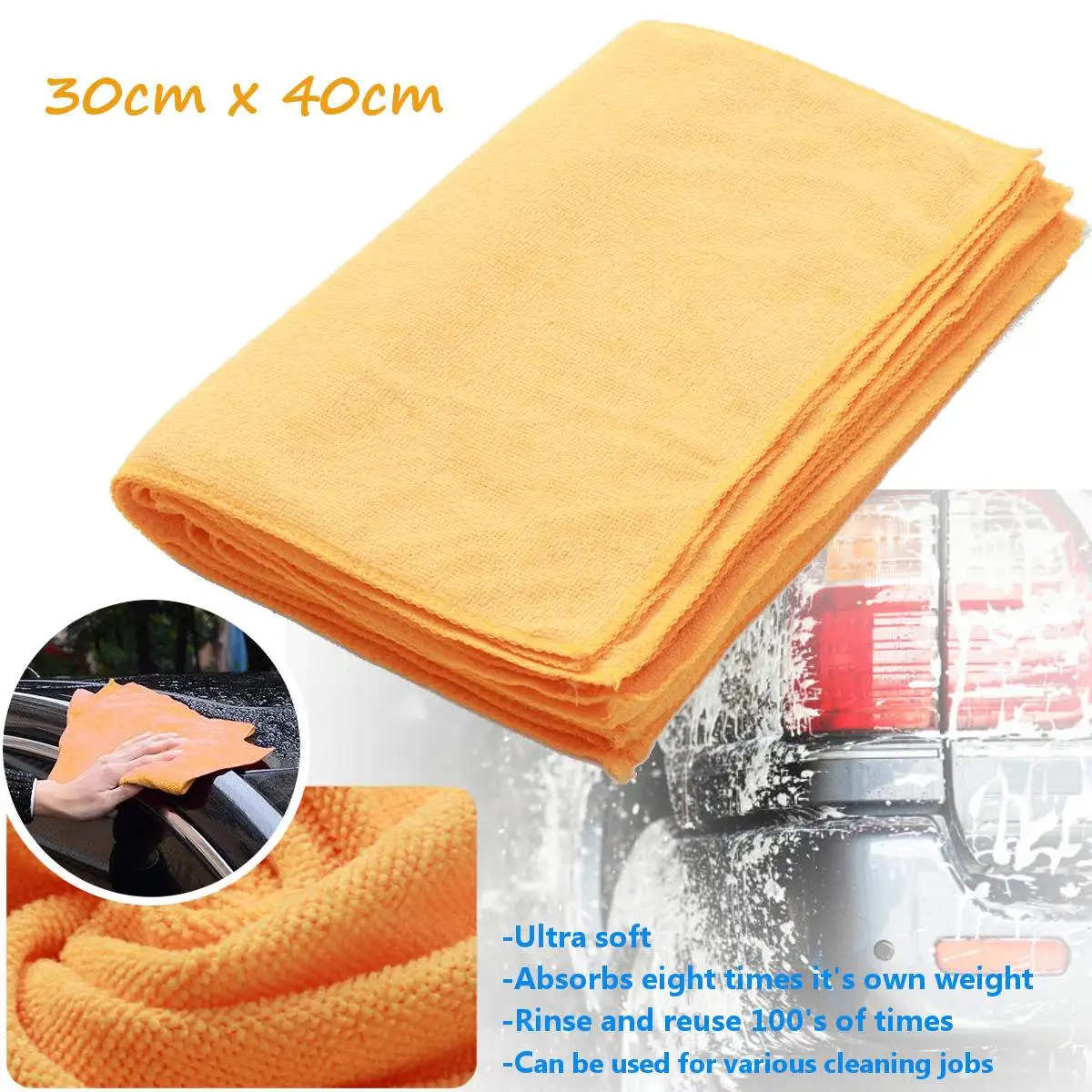 10X 30x40 CM Car Wash Microfiber Towel Soft Cleaning Drying Cloth Detailing Car Wash Towel Care Polishing for Skoda - Цвет: Цвет: желтый