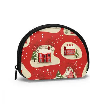 

Women Small Cosmetic Bag Houses Snowfall Rural Winter Landscape Travel Make Up Coin Money Card Lipstick Storage Pouch Purse Bag