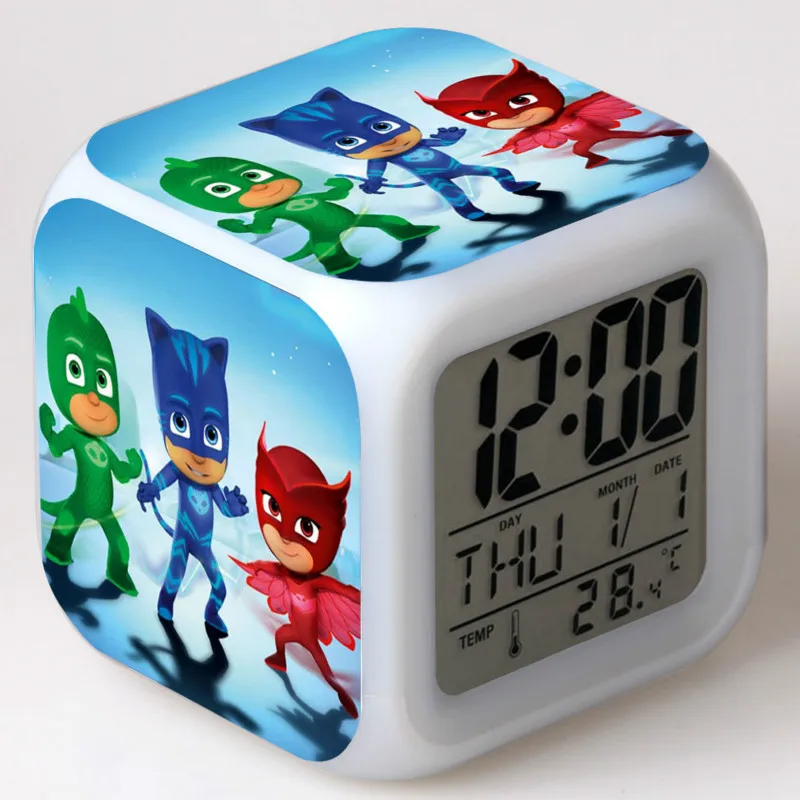 PJ Masks будильник Catboy Owlette Gekko цветной светодиодный Квадратный маленький будильник для детей на день рождения Рождественские подарки 2B48