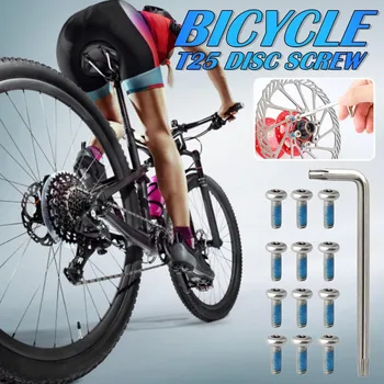 

Multifunctional repair tool 12PC screw + wrench Bicycle Screw T25 Disc Brake Disc Fixed Screw Brake Pad M5 Screw Anti-loosening