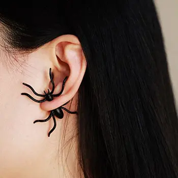 

1Pcs Personality Exquisite Piercing Charm Ear Studs Extraordinary Trendy Spider Romance Black Earrings Jewelry Halloween Props