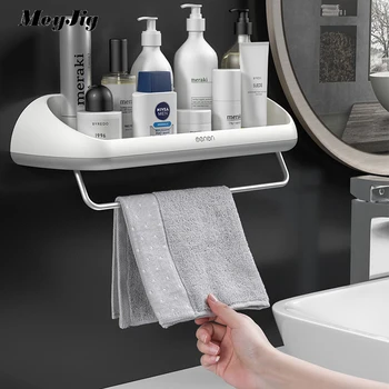 

Hanging Shelf Bathroom Kitchen Storage Rack Corner Storage Organizer Towel Holder Wall Mount Shampoo Rack With Towel Bar