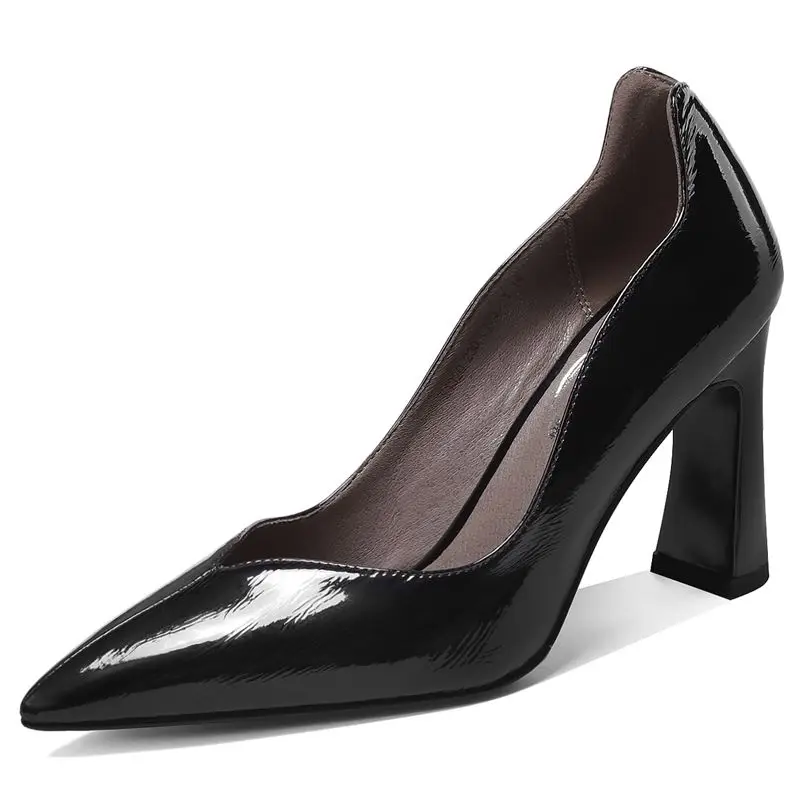 as picture ALLBITEFO/Женская обувь на высоком каблуке из натуральной кожи; однотонная удобная обувь на высоком каблуке; Офисная Женская обувь для отдыха; сезон весна-осень - Цвет: as picture