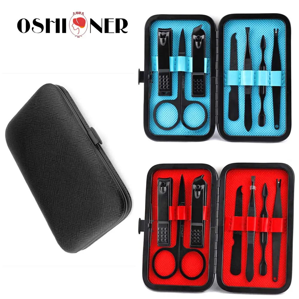 

7pcs/set Manicure Nail Clipper Pedicure Set Travel Portable Nail Cutter Kit Stainless Steel Tweezer Knife Scissors Pedicure Tool