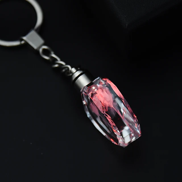 Fashion Colorful Fairy Rose Flower Pattern Love Shape Crystal Rhinestone LED Light keychain Lover Key Chain Keyring Jewelry 3
