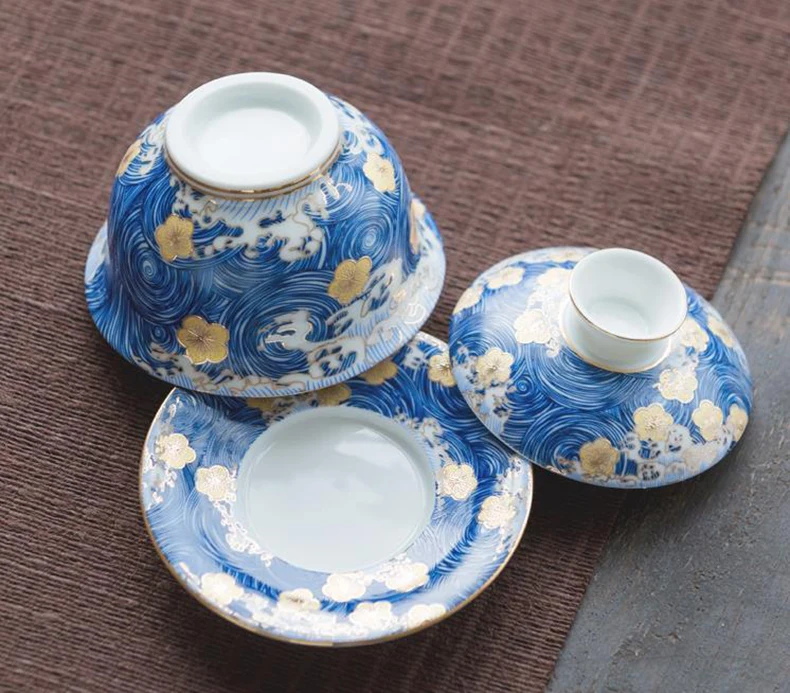 Gaiwan 150 мл керамическая чашка для чая расписанная вручную эмалированная чайная чашка блюдце набор крышек винтажная чайная супница фарфоровая чайная посуда контейнер посуда для напитков