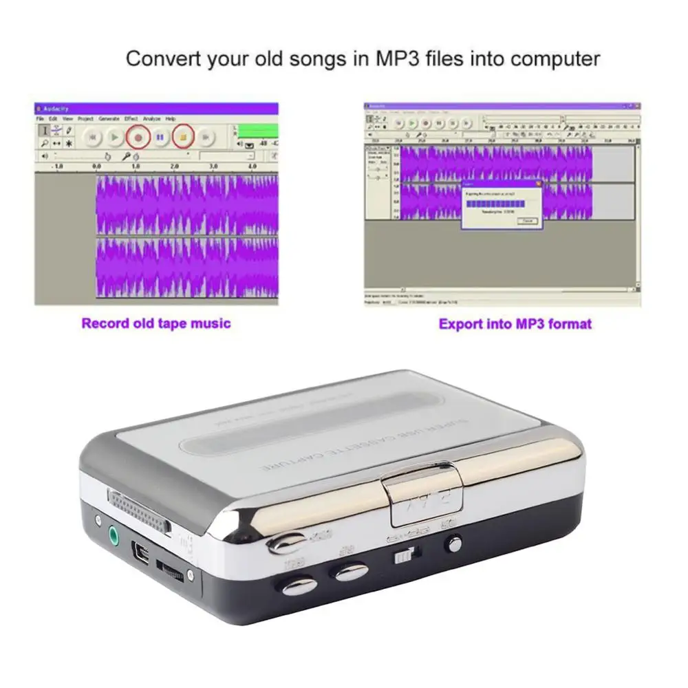 Портативный USB кассетный проигрыватель записывающая лента в MP3