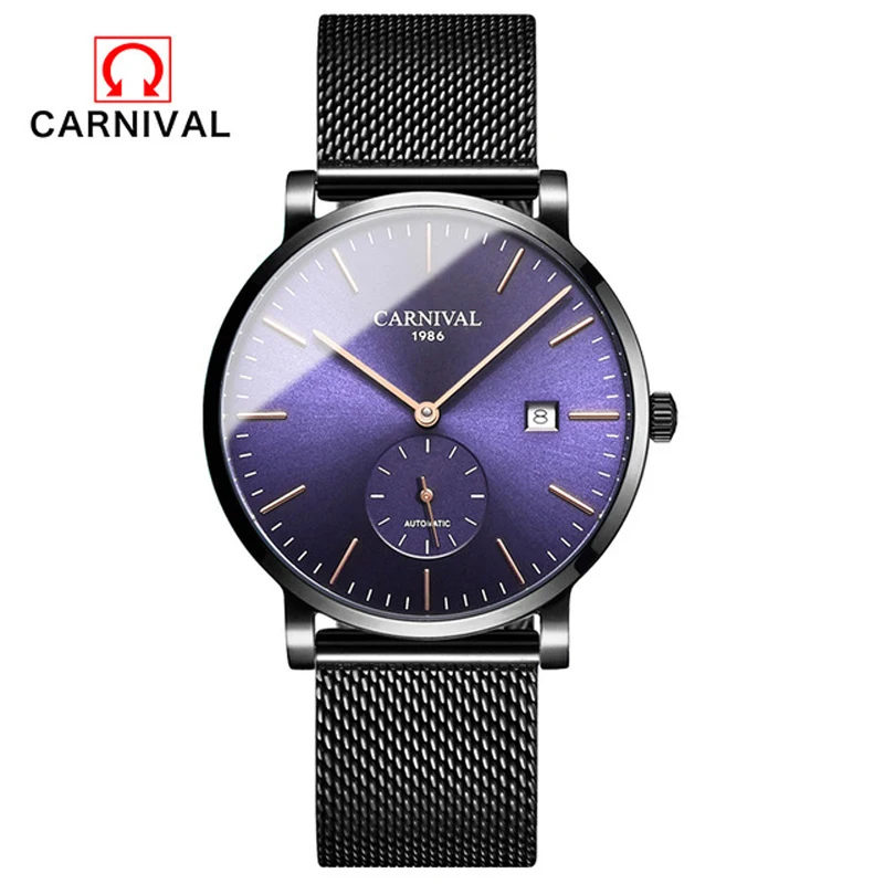 

Carnival Ultra-thin 10MM Automatic Mechanical Watch Men Luxury Brand Watches Waterproof erkek kol saati Men's Clock AD3-82